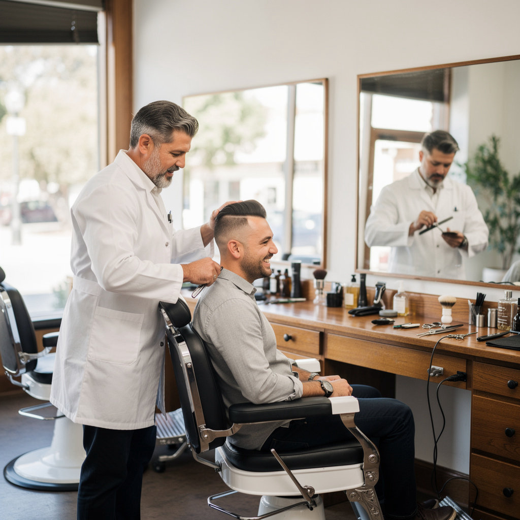 The Palms Barber Shop interior showcasing classic barbershop atmosphere with vintage chairs and decor in Santa Barbara